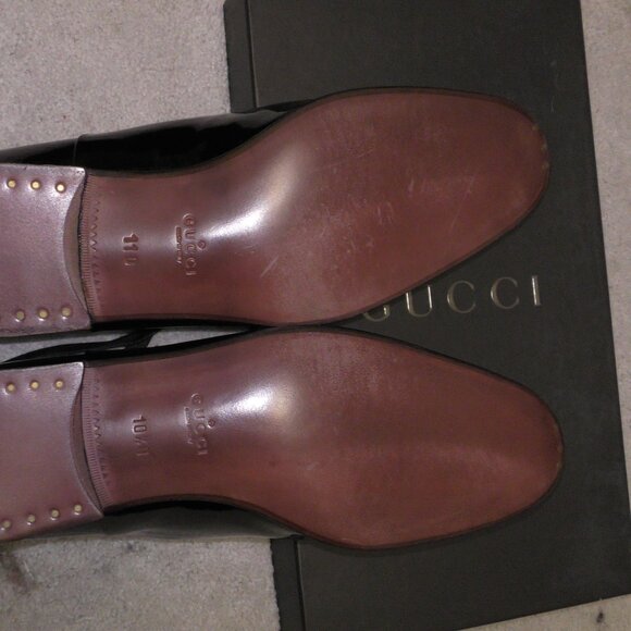 Vintage GUCCI MEN'S LUXURY DRESS PATENT LEATHER SHOES Lace-Up New in Box 10+ D - Picture 8 of 11